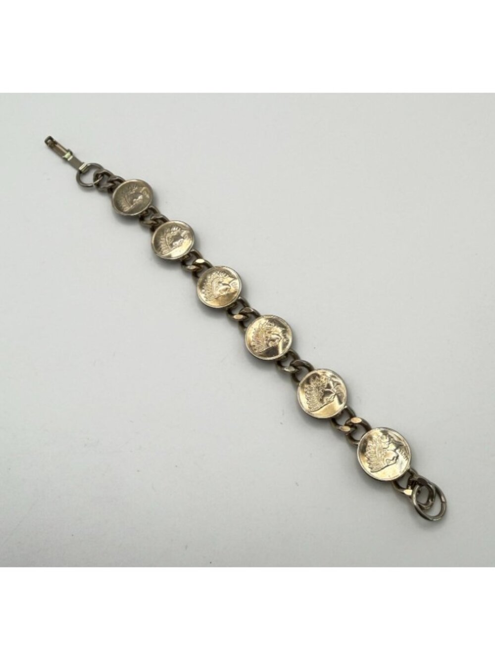 Vintage Indian Head Coin Bracelet Silver Tone Chain Novelty Token Jewelry - Picture 5 of 7